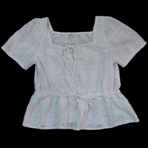 Jennifer & Grace~Size L~White Floral Lace CottonTop from Anthropology.